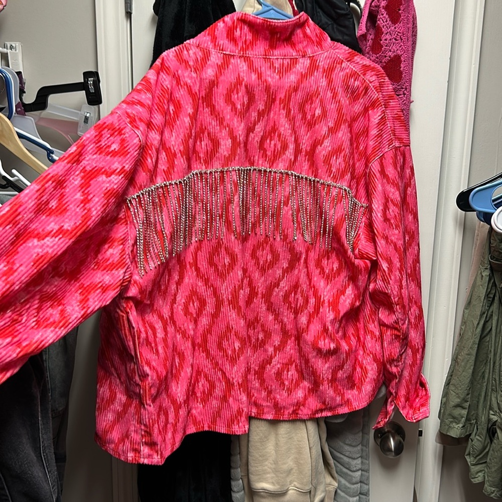 Pink bedazzled crop jacket